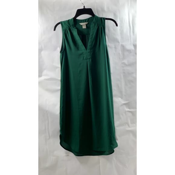 H&M Dresses & Skirts - H&M Women's Forest Green V-Neck Semi-Sheer Round-Hem Mini Dress SZ 2